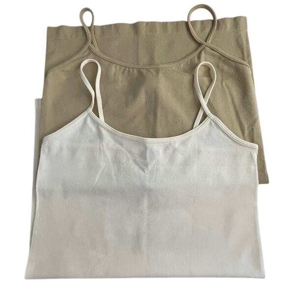 Yahada Tops - Yahada (2) women's nylon blend camisoles in cream & beige.